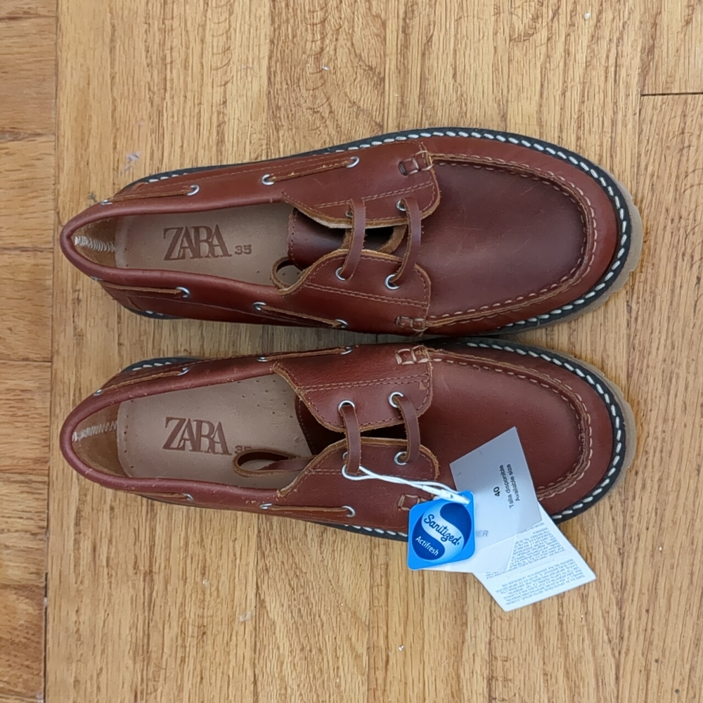 Zara leather boat shoes